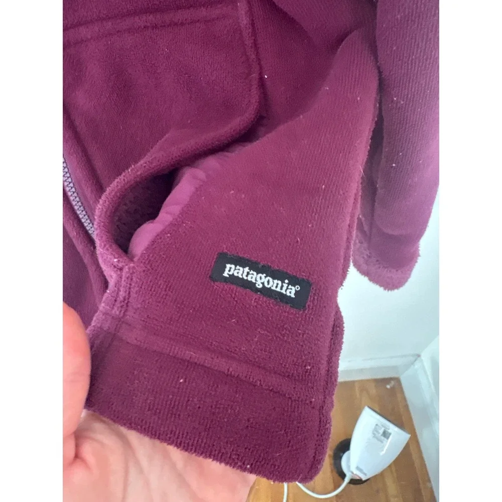 Patagonia Synchilla Fleece Jacket Womens XS Berry Purple Full Zip Sherpa Trim